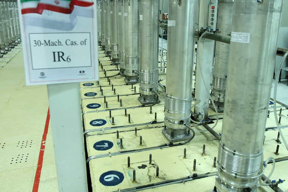 The centrifuge machines in the Natanz uranium enrichment facility in central Iran