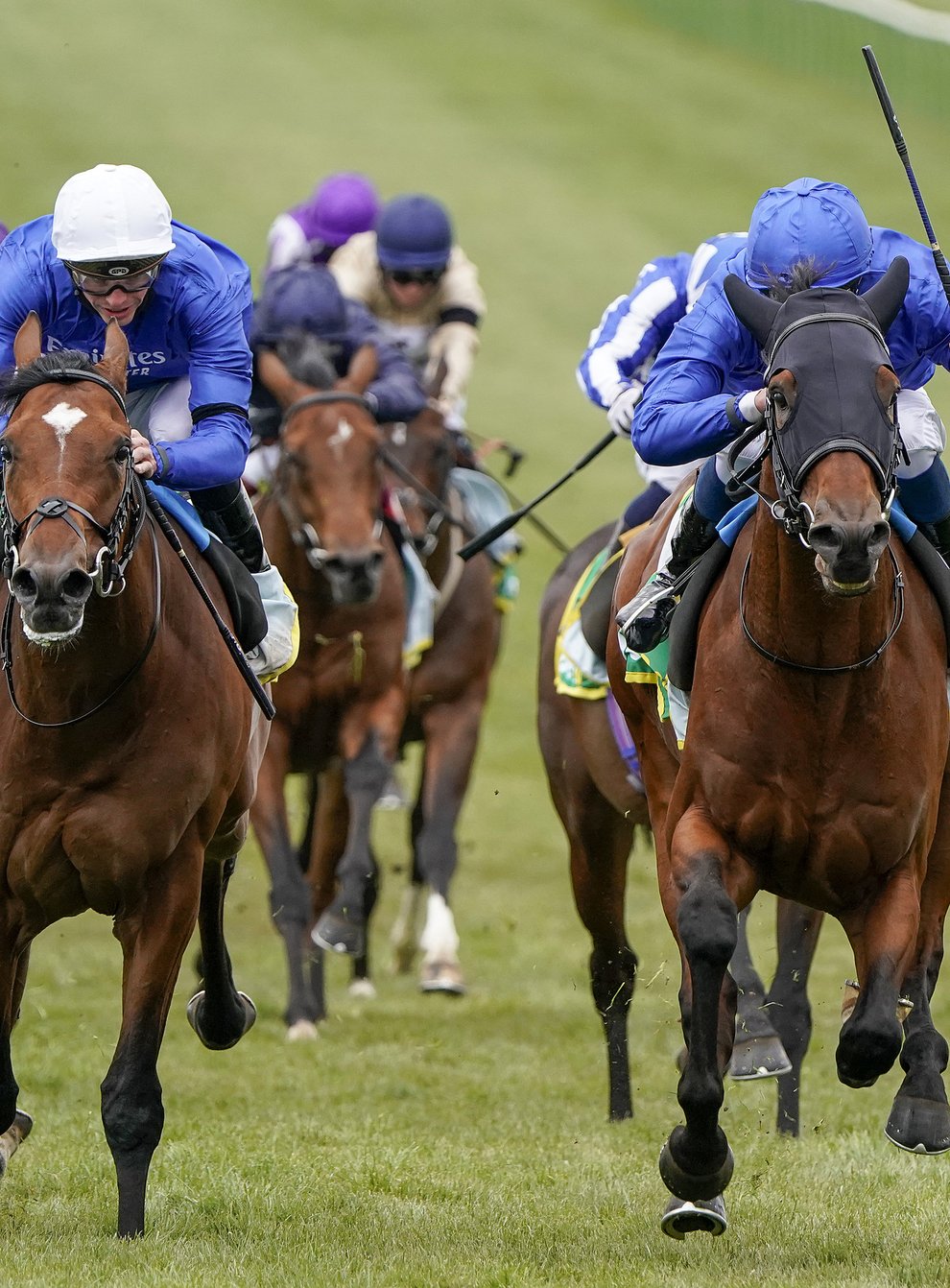 Master Of The Seas (blue cap) gets up to win the Craven Stakes at Newmarket