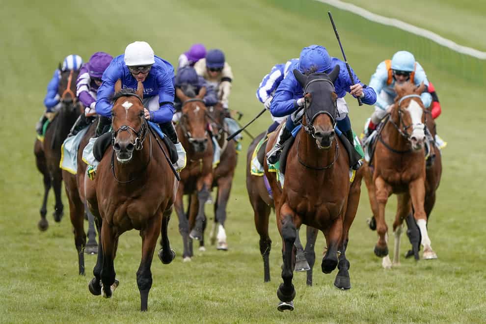 Master Of The Seas (blue cap) gets up to win the Craven Stakes at Newmarket