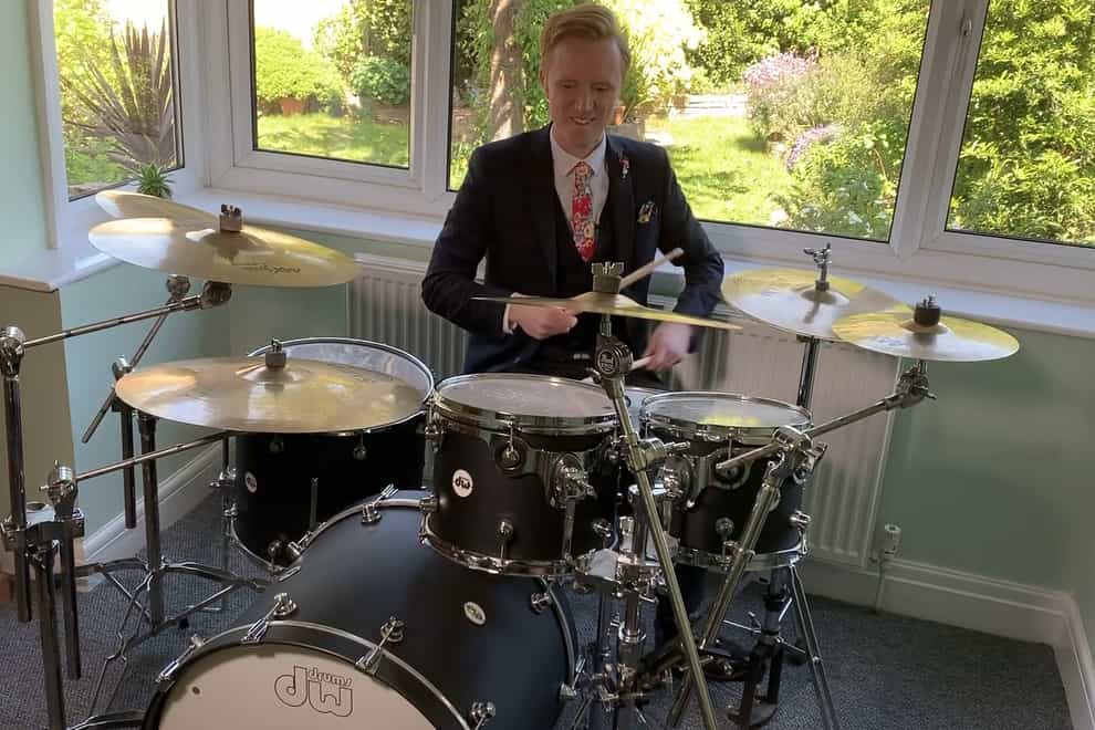 Owain Wyn Evans on the drums