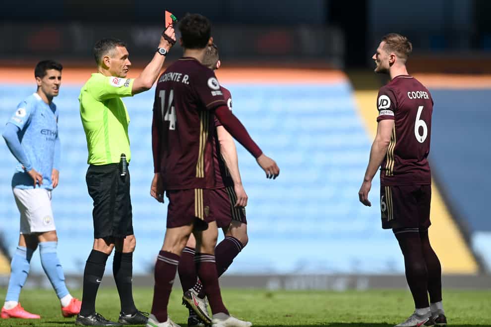 Liam Cooper, right, is suspended after being sent off last week at Manchester City