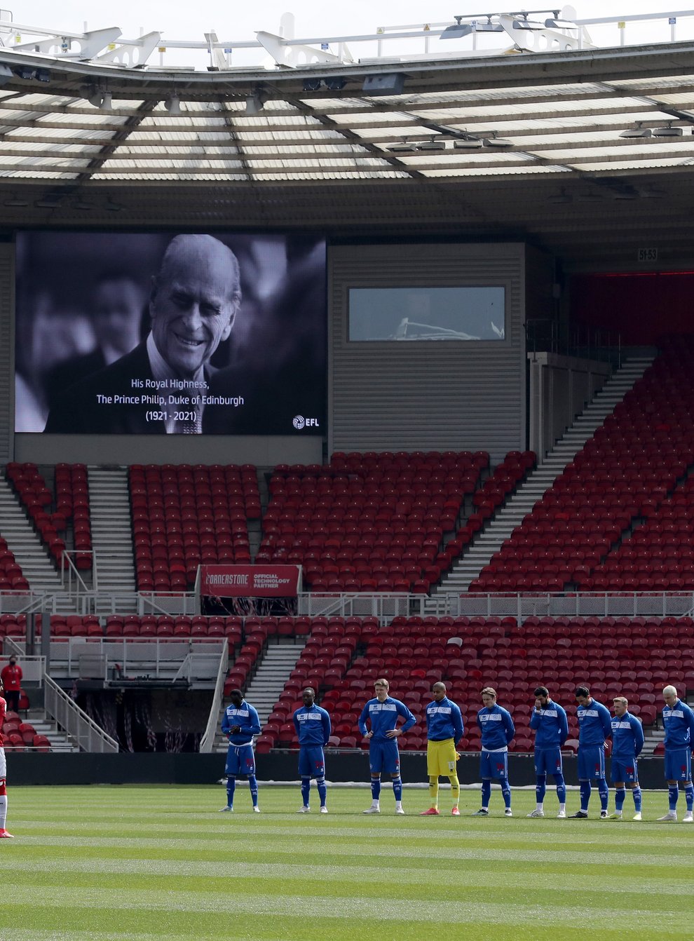 Footballers stood for a minute's silence in memory of the Duke of Edinburgh