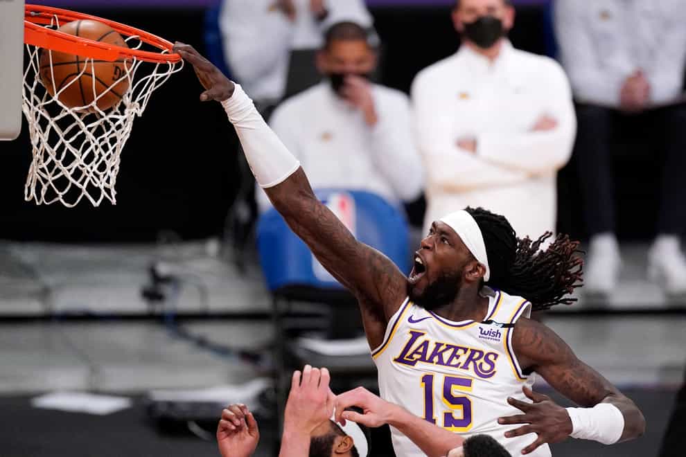 Los Angeles Lakers center Montrezl Harrell dunks