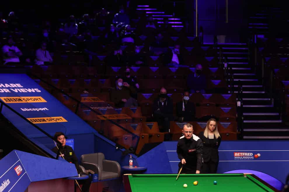 Fans watch Martin Gould in action at the Crucible