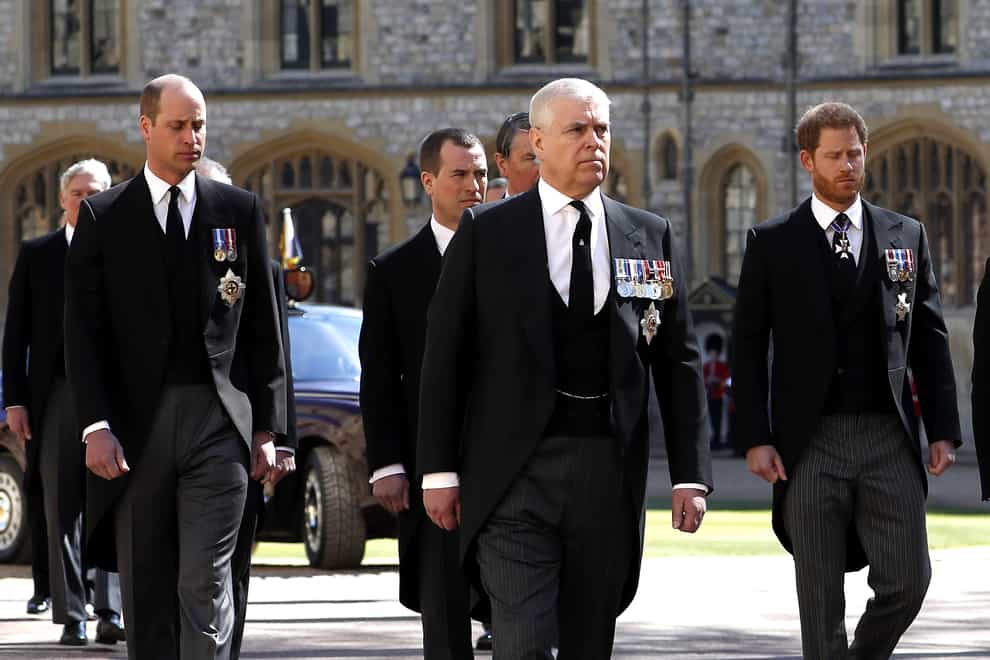 The Duke of Cambridge (left) and The Duke of Sussex (right) ahead of the funeral of the Duke of Edinburgh at Windsor Castle