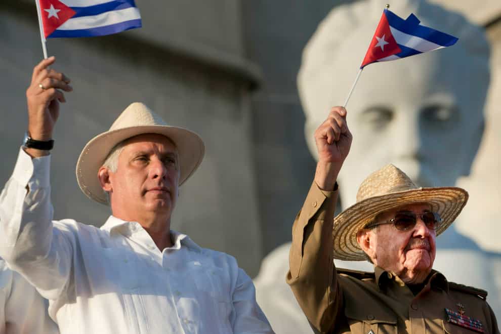 Miguel Diaz-Canel, left, and Raul Castro