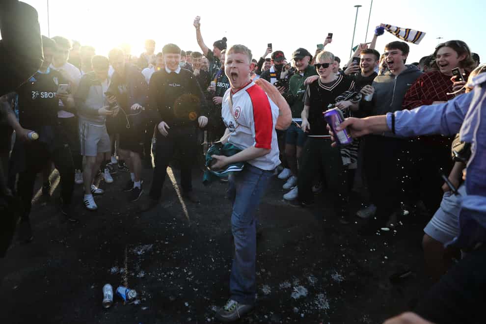 Fans gathered outside Elland Road to protest against a Super League