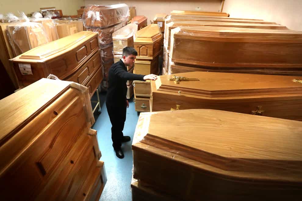 Coffins at an undertaker's