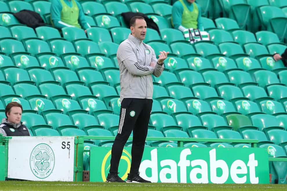 Celtic interim manager John Kennedy on the touchline