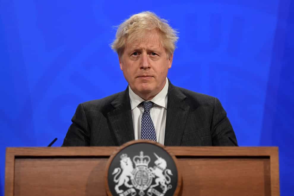 Prime Minister Boris Johnson during the latest media briefing at Downing Street