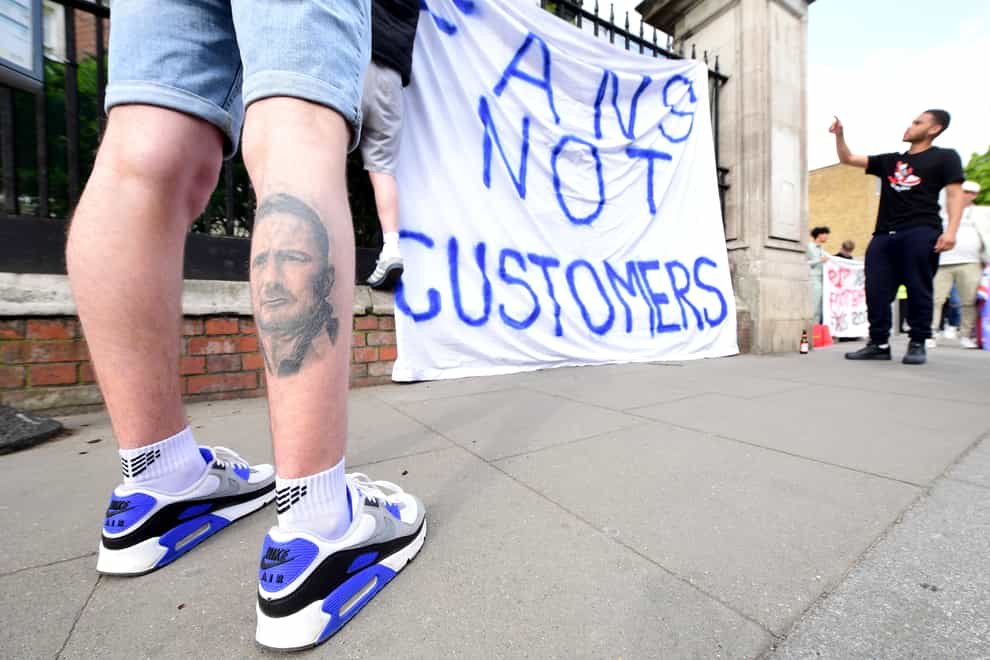 Fans protest against Chelsea’s involvement in the new European Super League