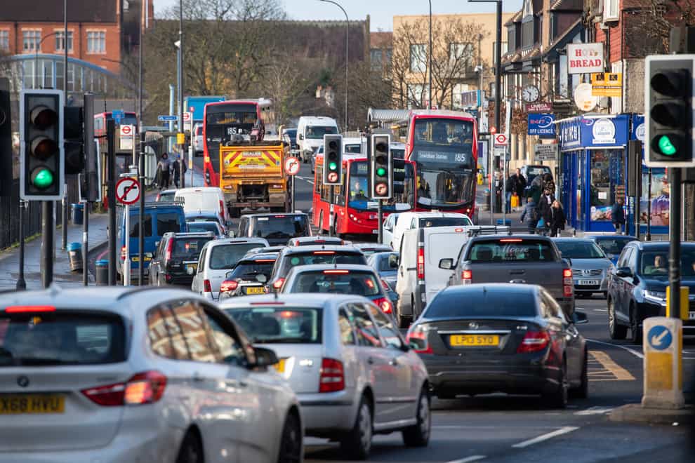 Traffic on the South Circular in Lewisham, south-east London