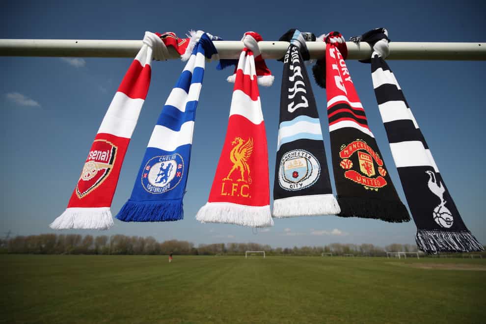 Scarves belonging to England's 'big six' clubs