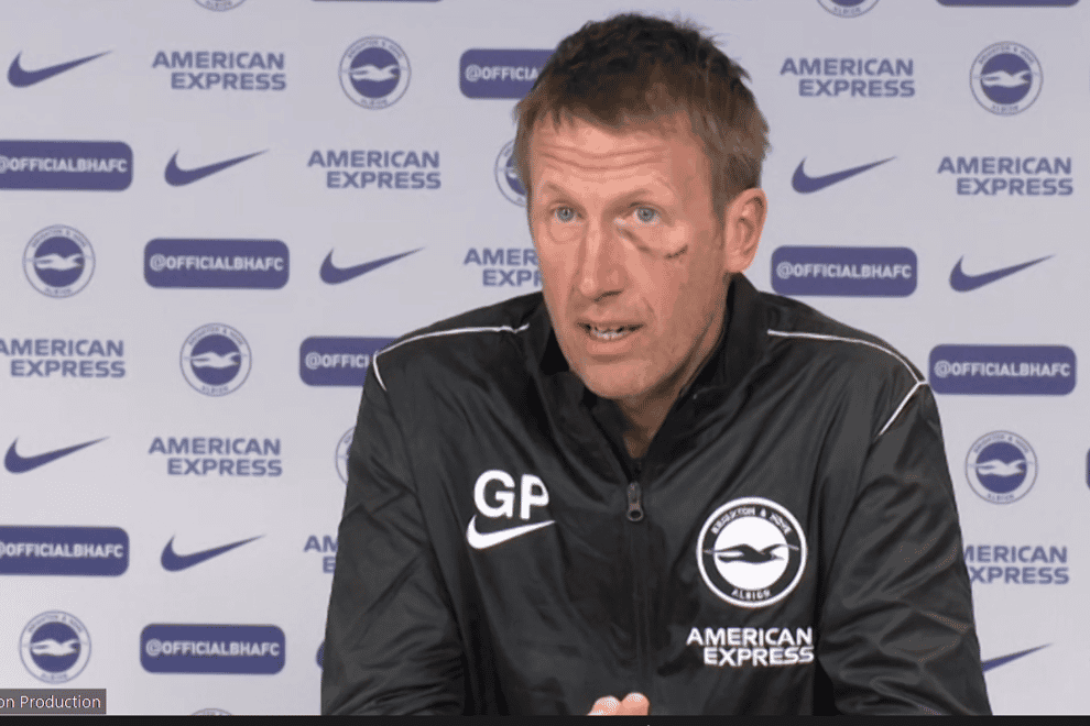 Brighton boss Graham Potter suffered a nasty injury while walking on a beach