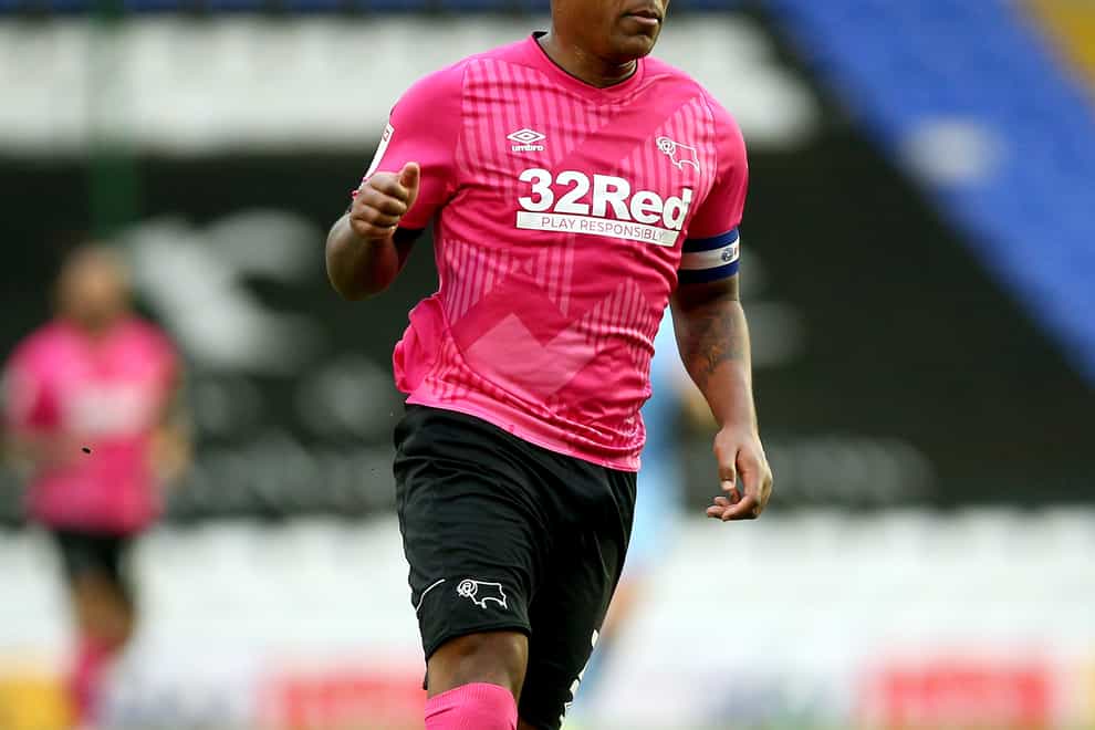 Andre Wisdom will almost certainly be sidelined for Derby's crunch fixture against Birmingham (Nigel French/PA)