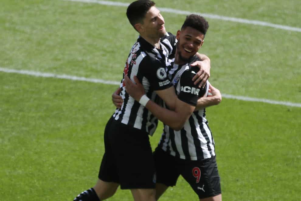 Newcastle striker Joelinton celebrates his goal against West Ham