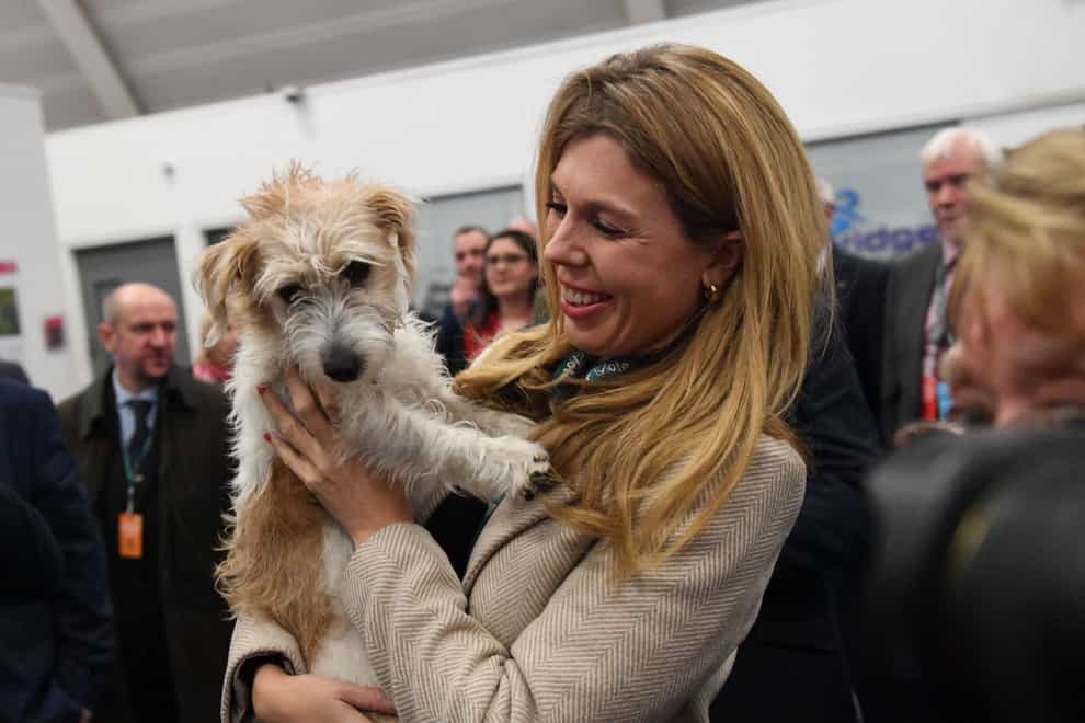 Carrie Symonds with her pet dog, Dilyn