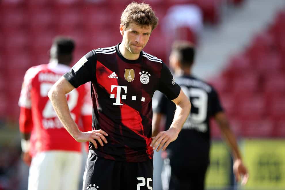 Bayern Munich’s Thomas Muller looks dejected during the shock 2-1 Bundesliga defeat to Mainz
