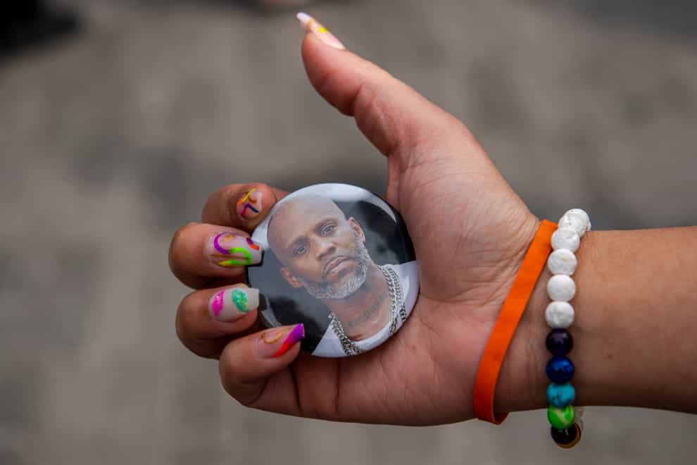 People gather for a Celebration of Life Memorial for rapper DMX