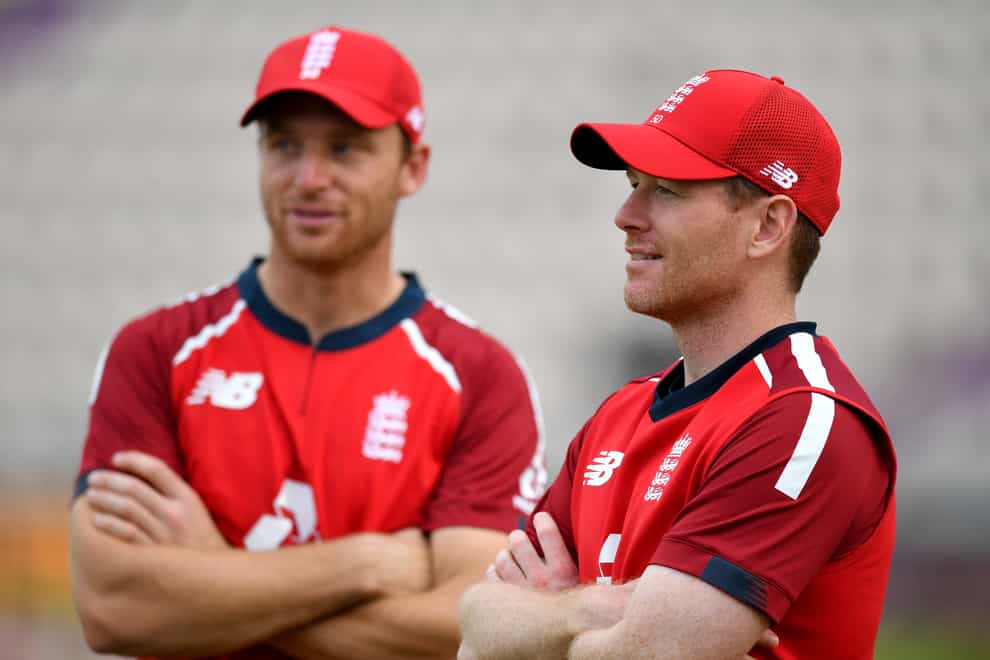 Jos Buttler (left) and Eoin Morgan are among the players in India