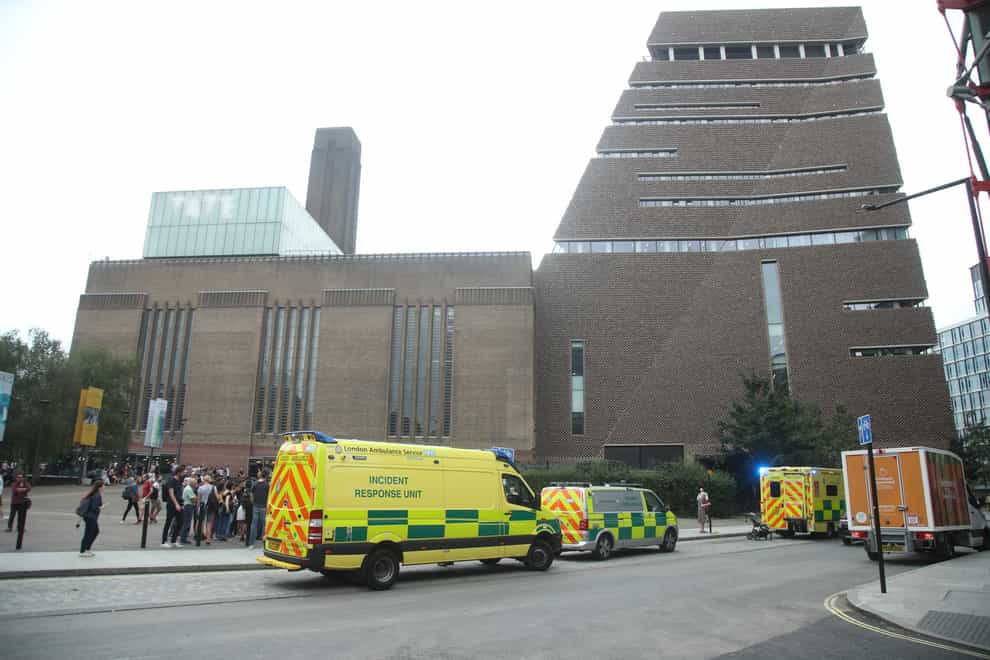 Emergency services at the Tate Modern after the incident