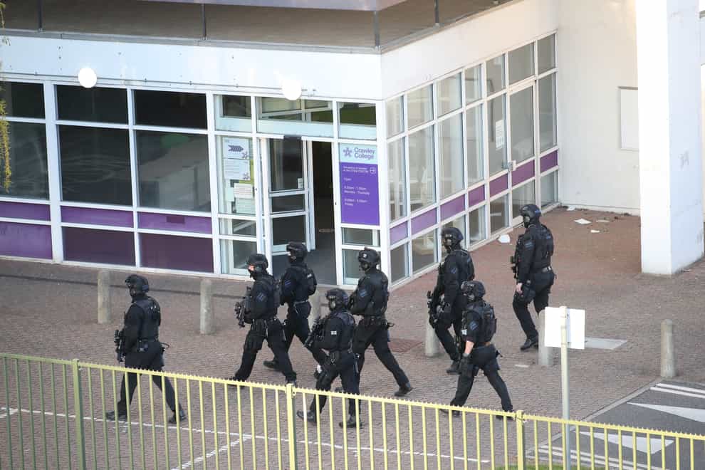 Armed police at Crawley College, Crawley, West Sussex (Yui Mok/PA)