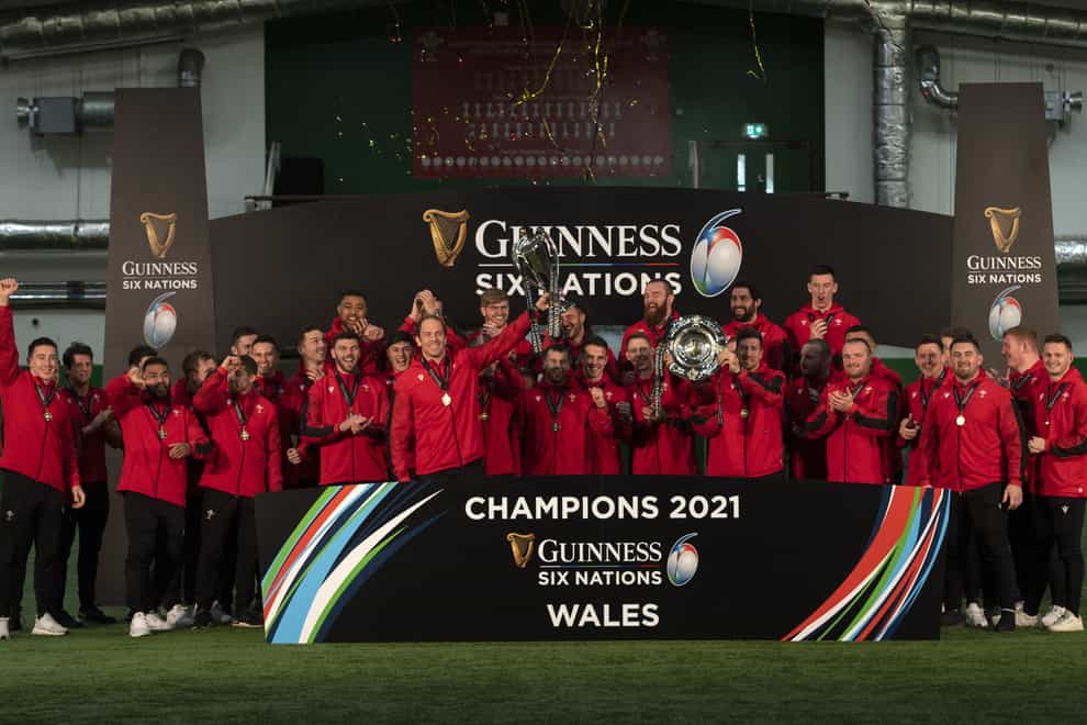 Wales celebrate after winning the 2021 Six Nations
