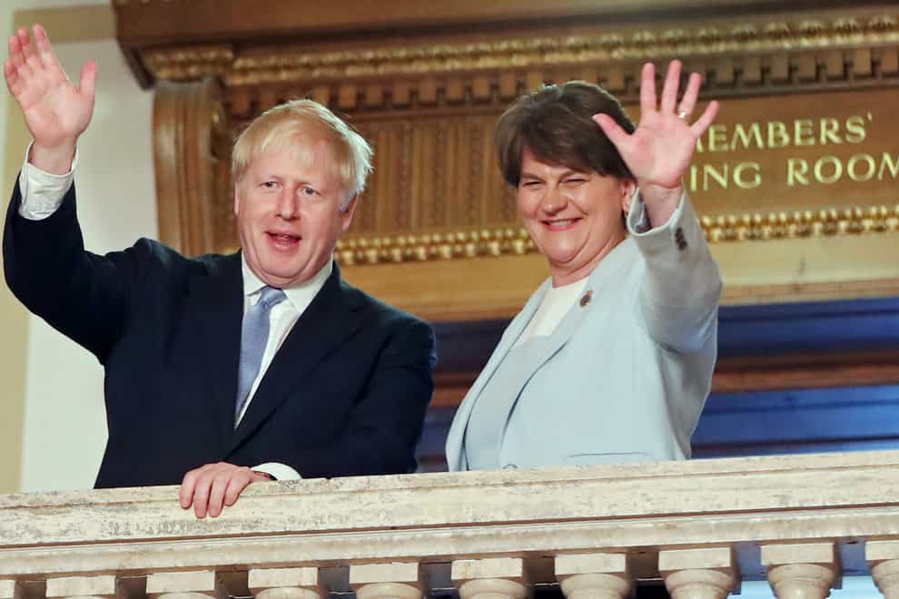 UK Prime Minister Boris Johnson and DUP leader Arlene Foster