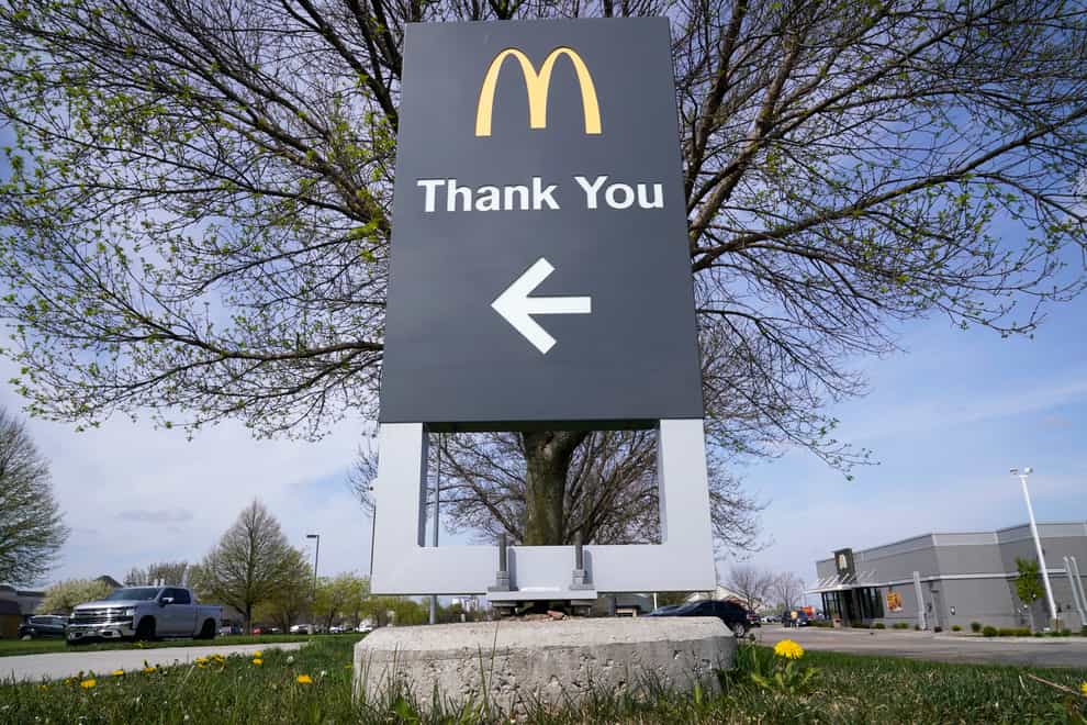 A thank you sign in front of a McDonald’s restaurant