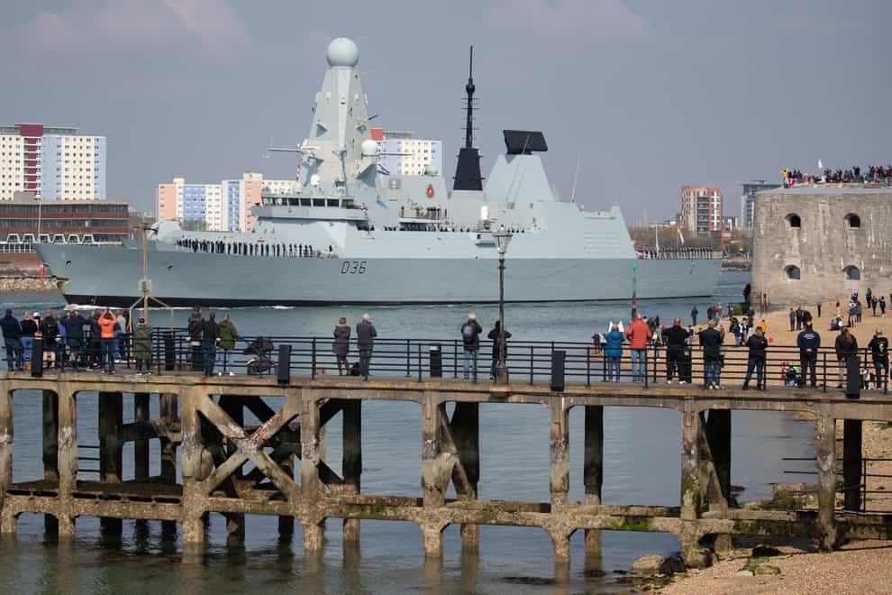 HMS Defender leaves Portsmouth