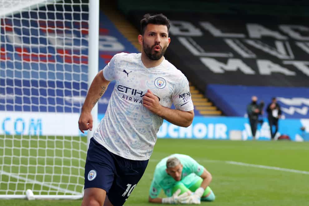 Sergio Aguero put Manchester City 1-0 up at Crystal Palace in the 57th minute Catherine Ivill/PA).
