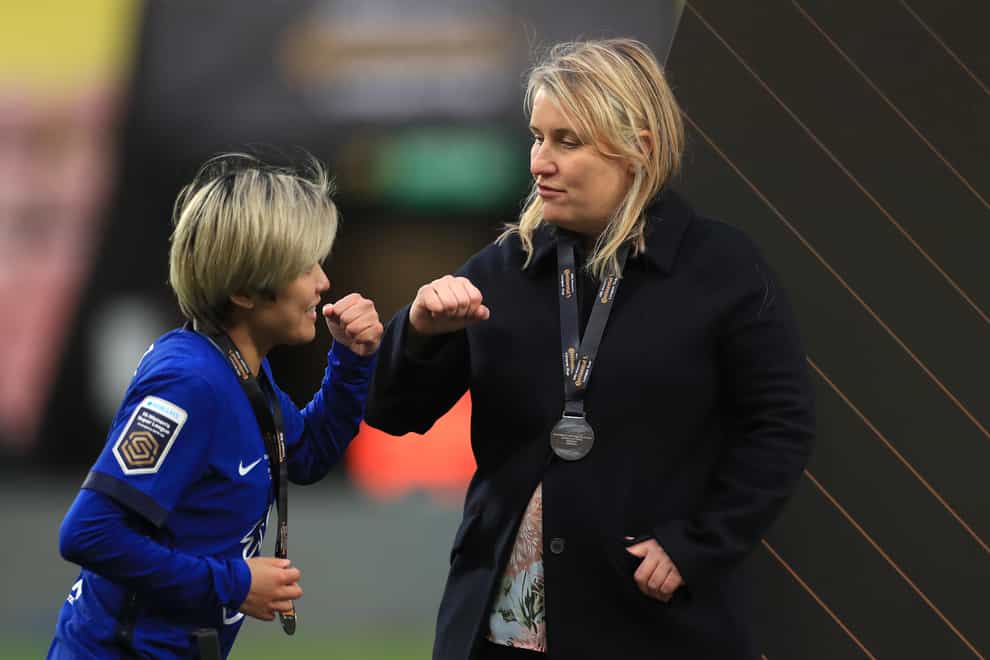 Emma Hayes, right, has stressed "we’re about winning things" at Chelsea