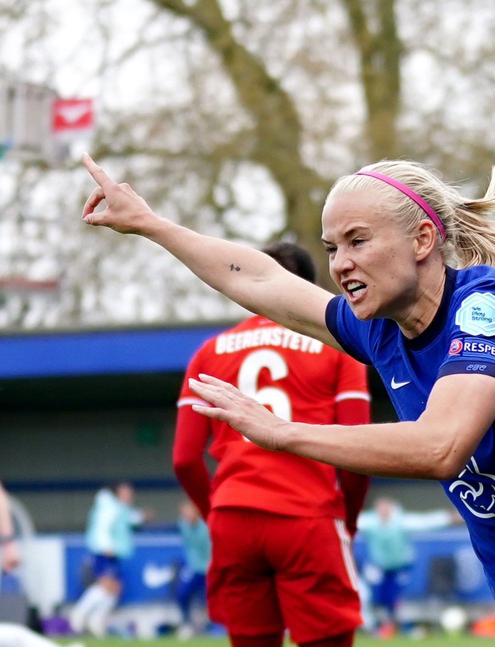 Pernille Harder celebrates Chelsea's crucial third goal