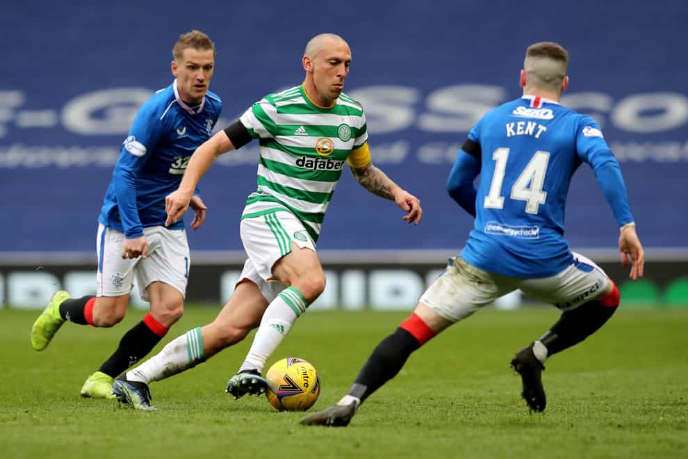 Celtic captain Scott Brown, centre, played his 44th and final Old Firm clash on Sunday