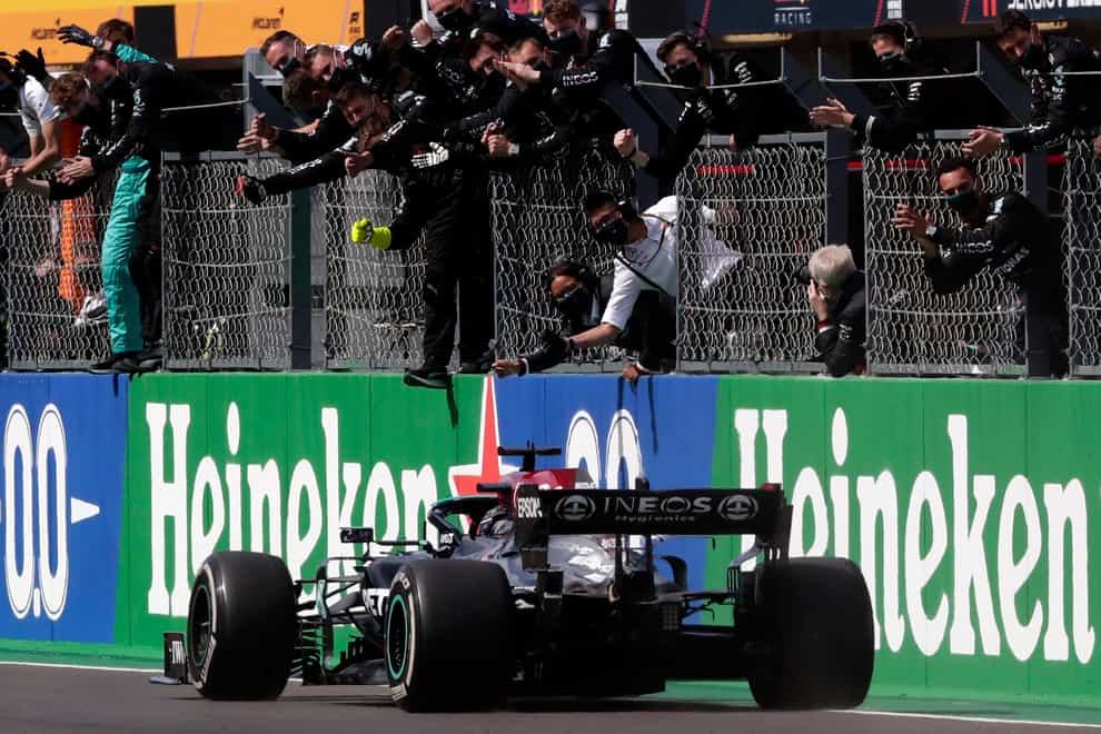 Lewis Hamilton raced to victory in Portugal on Sunday