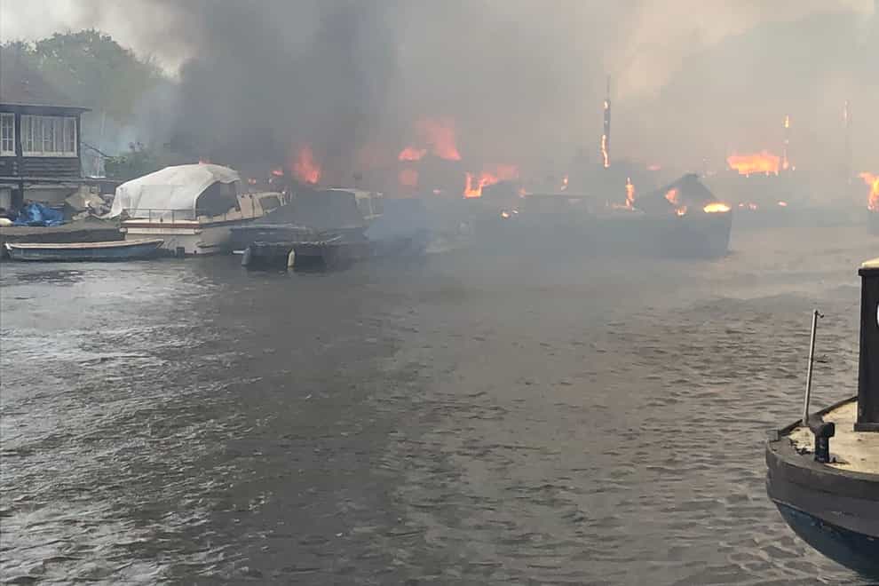 The fire at Platt's Eyot island