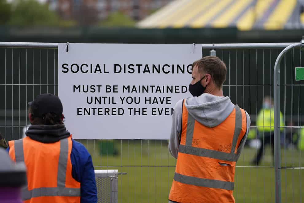 Signage outside a music festival in Sefton Park in Liverpool (Danny Lawson/PA)
