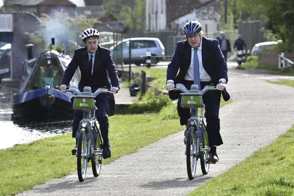 Boris Johnson and Andy Street on bikes
