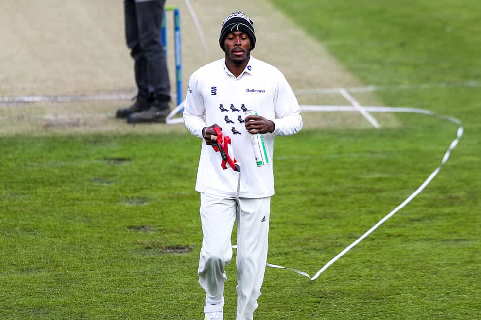 Jofra Archer was in a bobble hat when he was not bowling (Kieran Cleeves/PA)