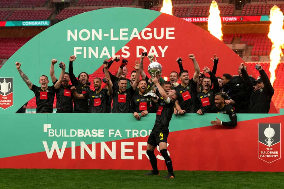 Harrogate are back in league action after lifting the FA Trophy on Monday
