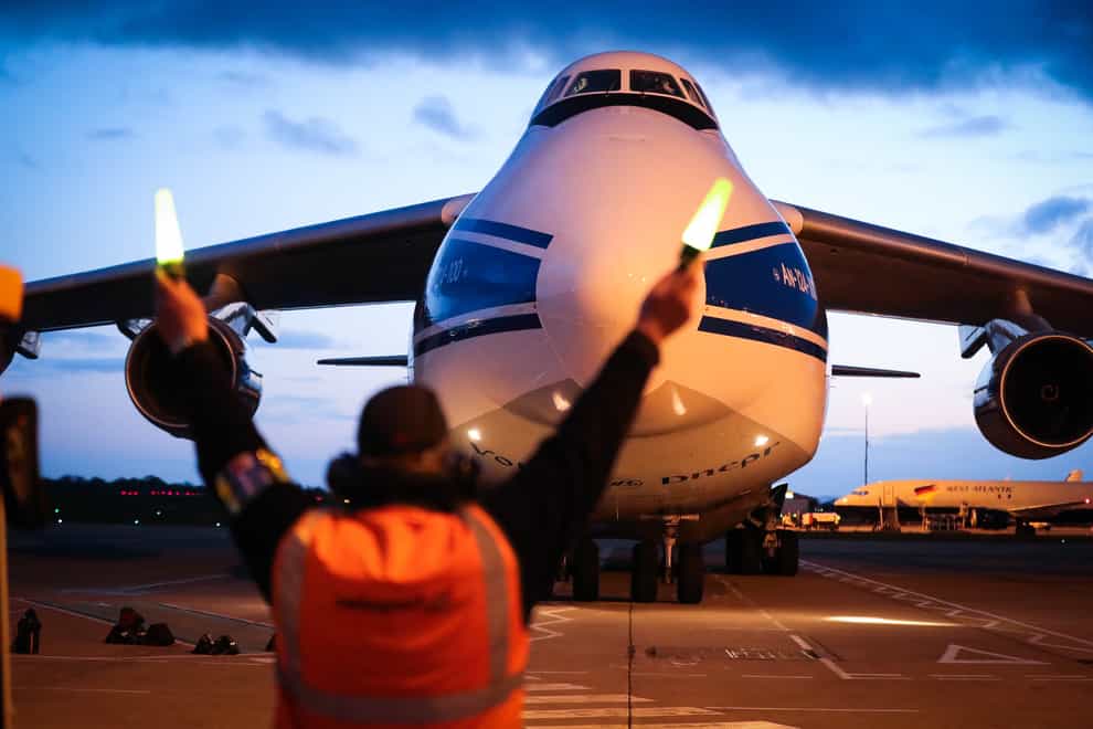 The world’s largest cargo plane has left Belfast flying three 18-tonne oxygen generators and 1,000 ventilators as part of the UK’s latest response to India’s Covid-19 crisis