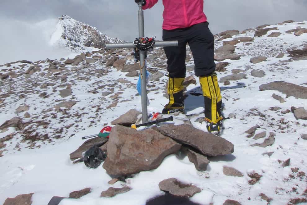 Vanessa O'Brien at the summit of Aconcagua in Argentina