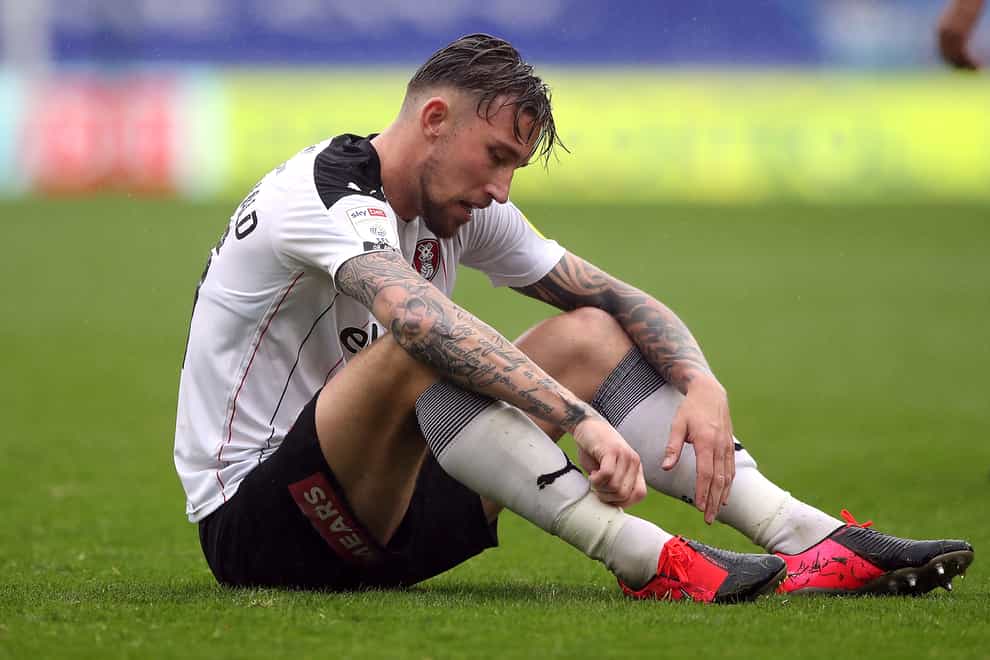 Angus MacDonald appears dejected after Rotherham's relegation was confirmed