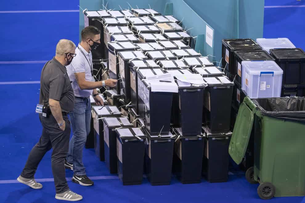 Ballot boxes before being counted