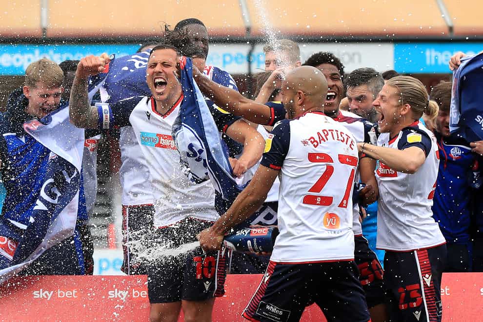 Bolton Wanderers celebrate sealing promotion to League One