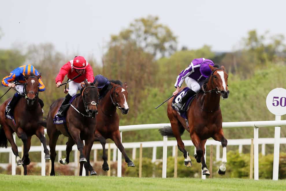 Joan Of Arc and Ryan Moore (right) dominated the Irish 1,000 Guineas Trial at Leopardstown