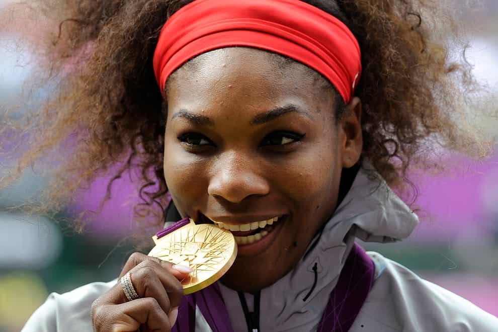 Serena Williams with her Olympics singles gold medal in London in 2012