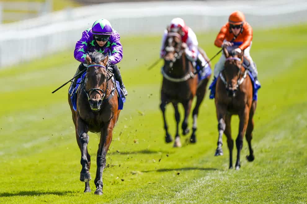 Navello and Nicola Currie (left) on their way to winning the ICM Stellar Sports Lily Agnes Conditions Stakes at Chester