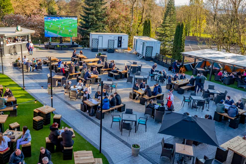 Allerton Manor golf course’s new outdoor 250 seater beer garden (Peter Byrne/PA)