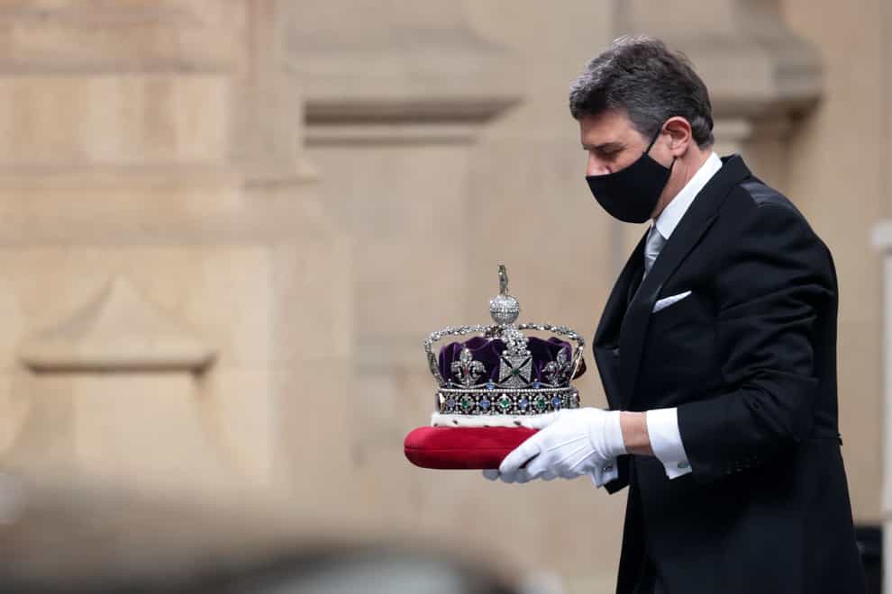 The Imperial State Crown is taken to the Palace of Westminster in London for the 2021 State Opening (Hannah McKay)